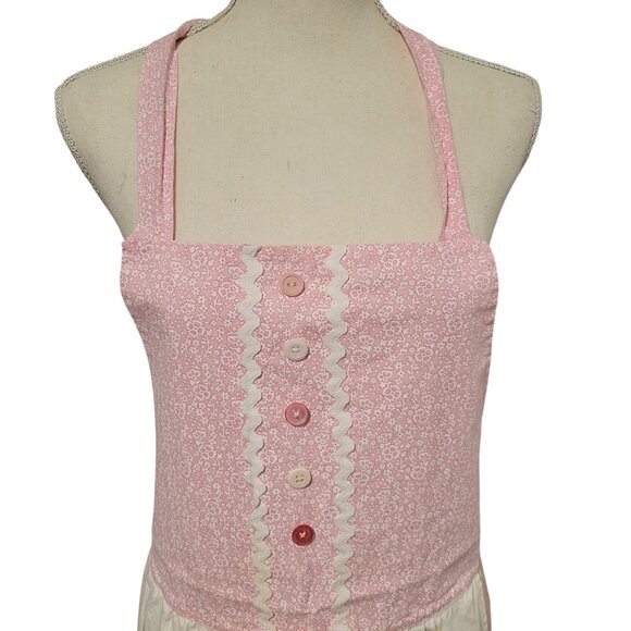 Vintage Inspired Pink Cotton Apron Floral Polka Dot Patterns Aprons By Genie - Picture 2 of 7